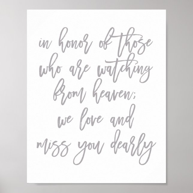 Elegant Handletterad Bröllop Saknade Kära Poster (Framsidan)