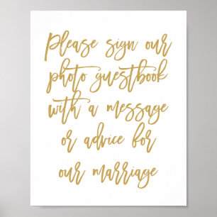 Elegant Handletterad Bröllops Foto Gästbok Poster