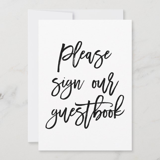 Elegant Handletterad Bröllopsskylt Vår Gästbok (Framsida)