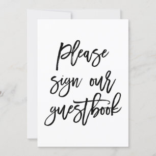 Elegant Handletterad Bröllopsskylt Vår Gästbok