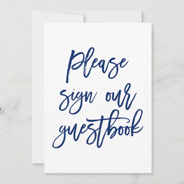 Elegant Handletterad Bröllopsskylt Vår Gästbok Inbjudningar (Framsida)