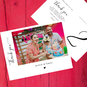 Elegant Handlettering Foto Födelsedagsfest Tack Vykort