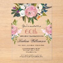 Elegant Handmålad Blommigt 60:e Födelsedagsfesten