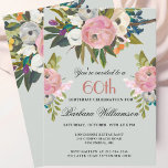 Elegant Handmålad Blommigt 60:e Födelsedagsfesten Inbjudningar<br><div class="desc">Starta detta speciella 60-årsfirande i en elegant stil med denna vackert målade inbjudan med färgstarka men mjuka blommor - som leder med rosa och grönhet, men som samtidigt tillför intressanta andra beröringar av färg. Hela texten kan vara personlig för party, inklusive hedersgästen. Om du har speciella förfrågningar eller behöver hjälp...</div>