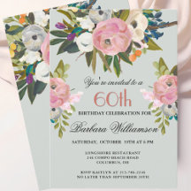 Elegant Handmålad Blommigt 60:e Födelsedagsfesten