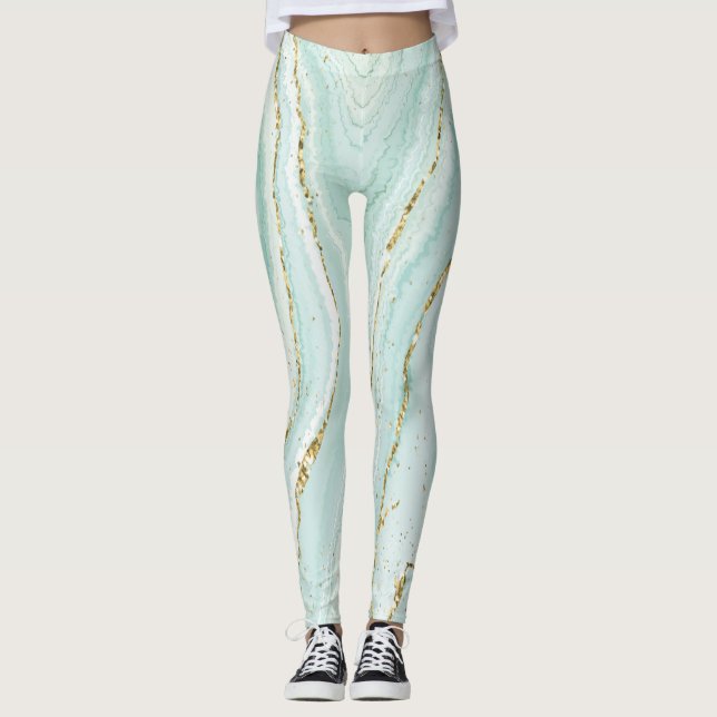 elegant, handmålad, flytande marmor med gli leggings (Framsida)