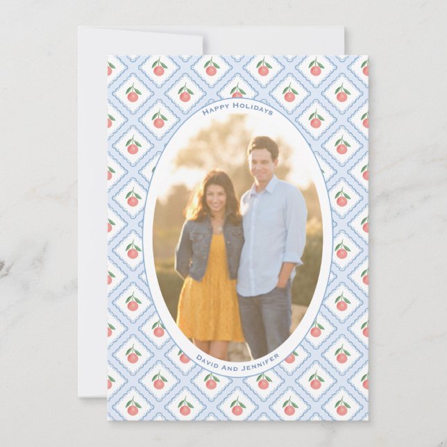 Elegant Handpainted Citrus Pattern Oval Photo Julkort (Framsida)