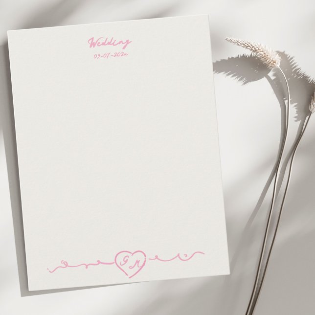 Elegant Handpainted Heart Wedding Note Card Anteckningskort (Skapare uppladdad)
