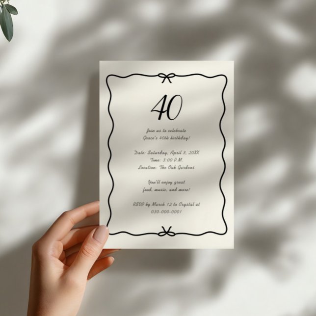 Elegant Handritad Bågkant 40-årsdag Inbjudningar (Skapare uppladdad)