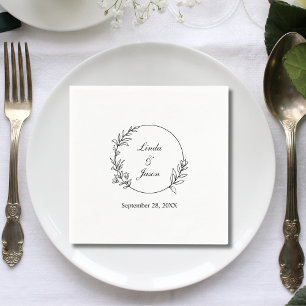 Elegant Handritad Blommig Botanisk Anpassad Bröllo Pappersservett