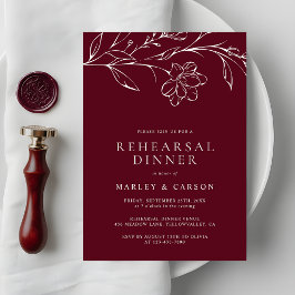 Elegant Handritad Blommig Övningsmiddag För Bröllo Inbjudningar