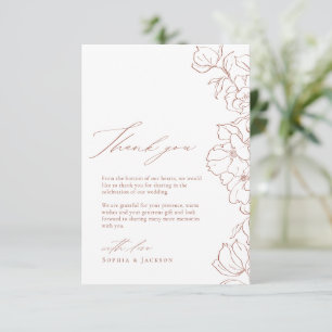 Elegant handritad blomster terrakotta bröllop tack kort