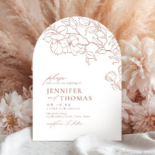 Elegant handritad blomster terrakotta valv vigsel inbjudningar