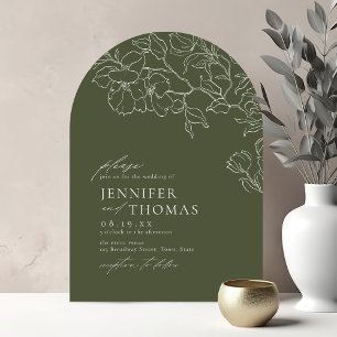 Elegant handritad blomsterkrans i salvia grön bröl inbjudningar