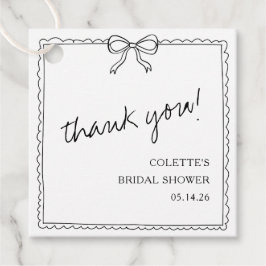 Elegant handritad bröllopsfest tackkort med slinga gåvor etiketter