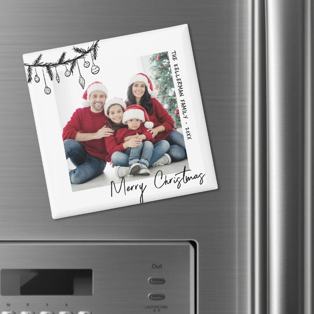 Elegant Handritad Familjefoto Magnet (Elegant Hand Drawn Family Photo Magnet)