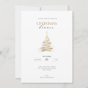 Elegant handritad gyllene julgran inbjudningar