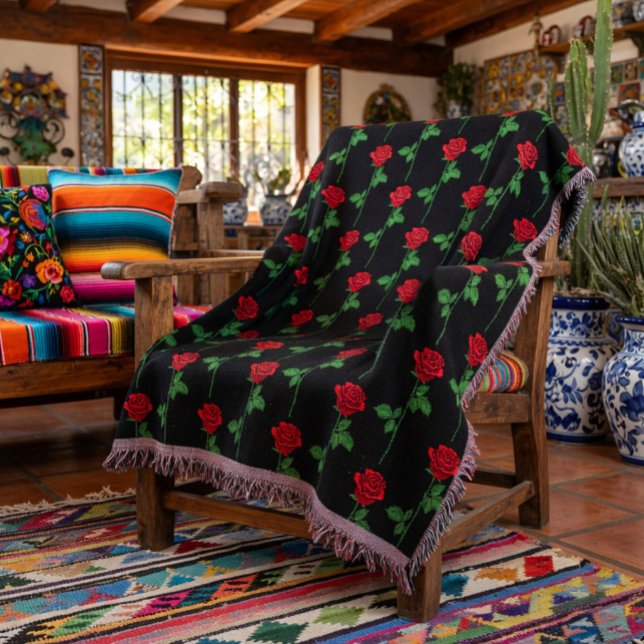 Elegant Handritad Ros Kastaslängd Blanket Filt (Skapare uppladdad)