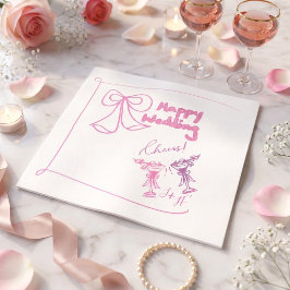 Elegant handritad rosa minimalistisk cocktail pappersservett