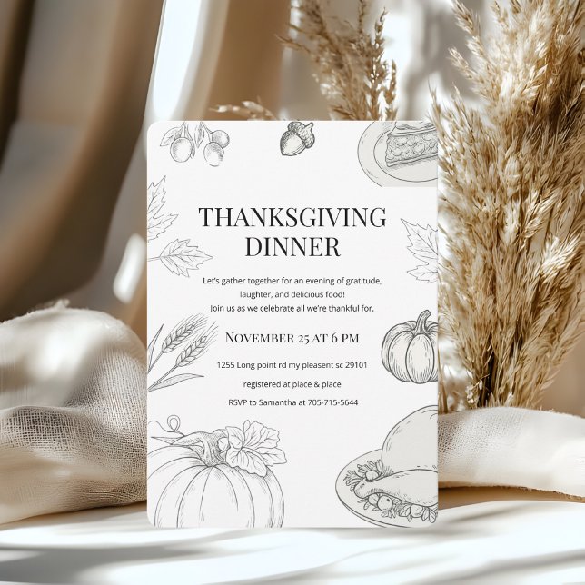 Elegant Handritad Thanksgiving Middag Inbjudningar (Skapare uppladdad)