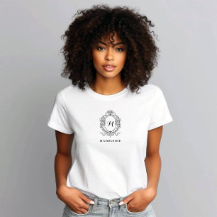 Elegant Handritad Vapensköld med Monogram T Shirt