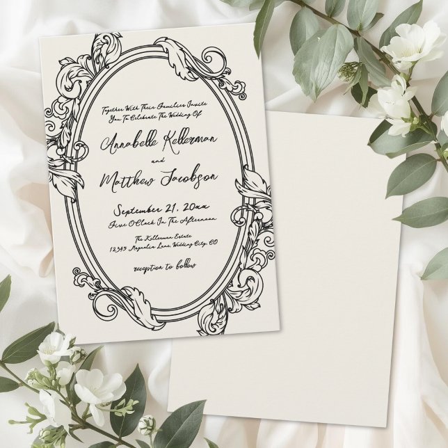 Elegant Handritad Vintage Bröllop Inbjudningar (Elegant Hand Drawn Vintage Wedding Invitation)