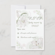 Elegant handritad vit lilja bröllop RSVP-kort