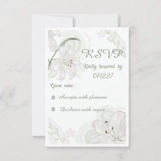 Elegant handritad vit lilja bröllop RSVP-kort OSA Kort