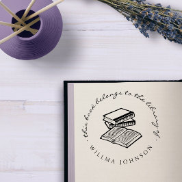 Elegant Handskrift Anpassningsbar Bibliotek Bokar Stämpel