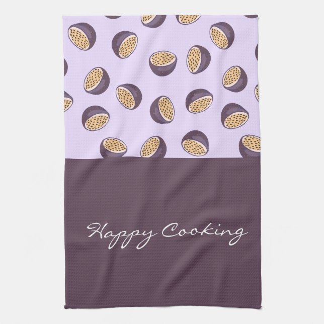 Elegant handskrift av namn Lycklig lila för matlag Kökshandduk (Vertikal)