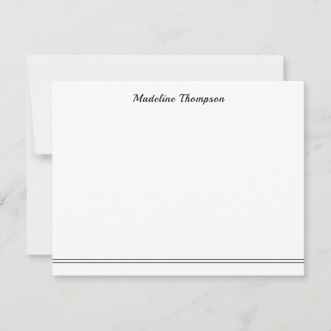 Elegant Handskrift Calligraphy Two Line Black Anteckningskort (Framsida)