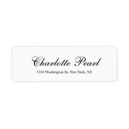 Elegant Handskrift Classic Plain Black & White Returadress Etikett