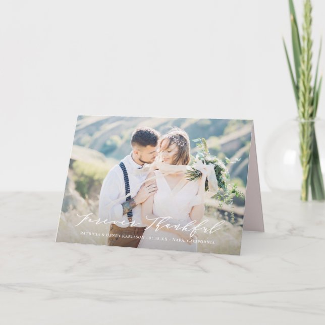 Elegant handskrift För evigt tacksam Bröllop Tack Kort (Framsida)