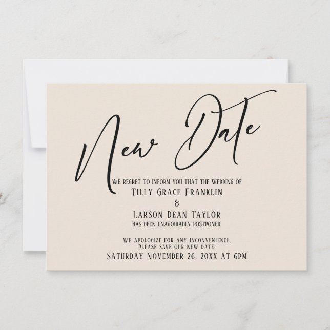 Elegant handskrift Ny daterad kräm annons Inbjudningar (Framsida)