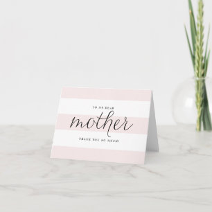 Elegant handskrift & rosa ränder Mamma Bröllop Tac Tack Kort