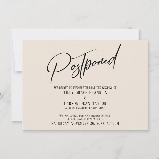 Elegant Handskrift uppskjuten Bröllop Cream Card Inbjudningar (Framsida)