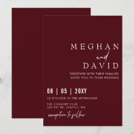 Elegant Handskriven enkel Burgundy Bröllop Inbjudningar