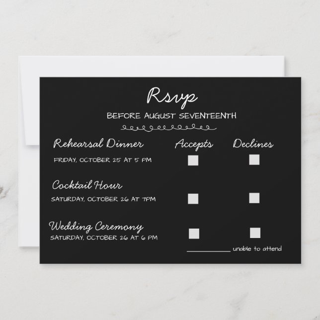 Elegant Handskriven Flerhändelse Bröllops-RSVP Inbjudningar (Framsida)