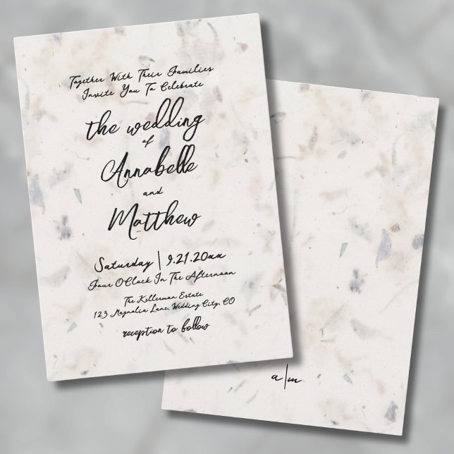 Elegant Handskriven Fröpapper Boho Bröllop Inbjudningar (Elegant Handwritten Seed Paper Boho Wedding Invitation)