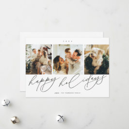 Elegant handskriven God Jul 3 familjefoto Julkort