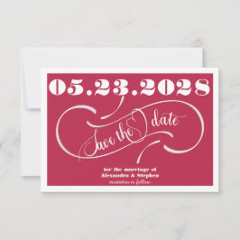 Elegant Handskriven monogram QR-Magenta, foto Spara Datumet