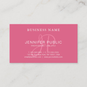 Elegant Handskriven Monogram Rosa Plain Visitkort