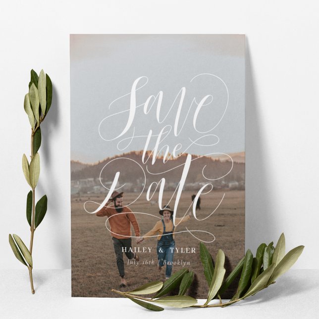 Elegant handskriven överlagring på hel foto spara datumet (Skapare uppladdad)