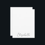 Elegant Handskriven Personlig Skriptnamn Anteckningskort<br><div class="desc">Fantastisk i sin enkelhet,  dessa personliga,  anpassade namnkort har en handskriven typsnitt. I svart på vitt. Namnet är anpassningsbart. Gör en underbar present till högtiderna,  brudtjänster,  examen och mer. Del av en samling från Parcel Studios.</div>