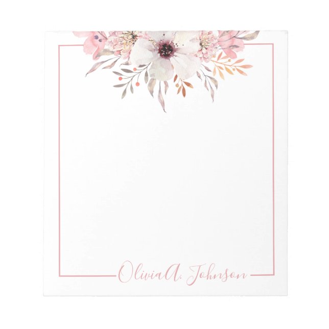 Elegant handskriven script blomsteranteckningsbloc anteckningsblock (Framsida)