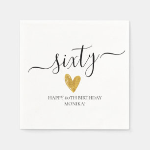 Elegant Handskriven Skrift Sextio 60-årsdag Pappersservett