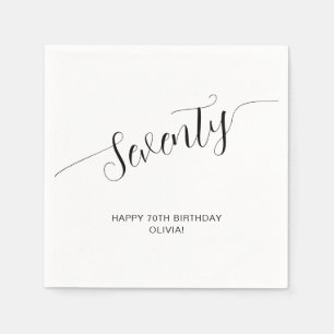 Elegant handskriven skrift Sjuttio 70-årsdag Pappersservett