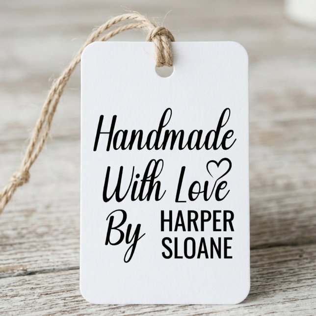 Elegant handskriven stilspråk med hjärta  stämpel (handmade with love by 1)