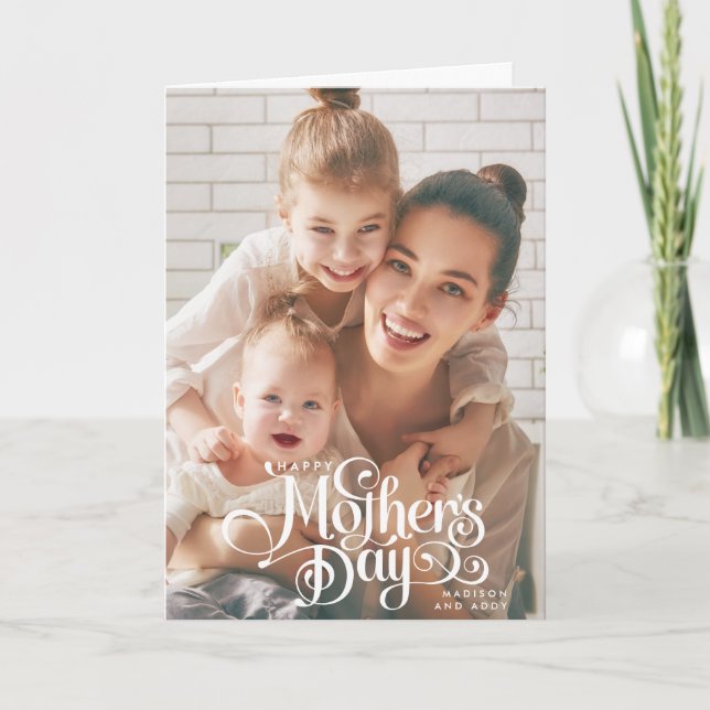 Elegant handskriven text Morsdagsfoto Helgkort (Framsida)