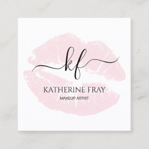 Elegant handskrivet skript calligraphy rosa läppa fyrkantigt visitkort